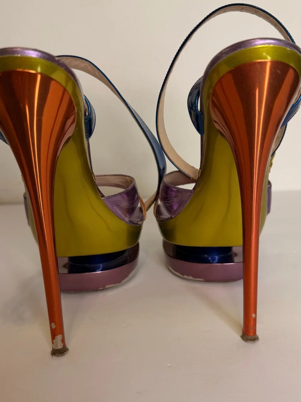 Gianmarco Lorenzi Metallic Multi-Color Platform Stiletto Sandal